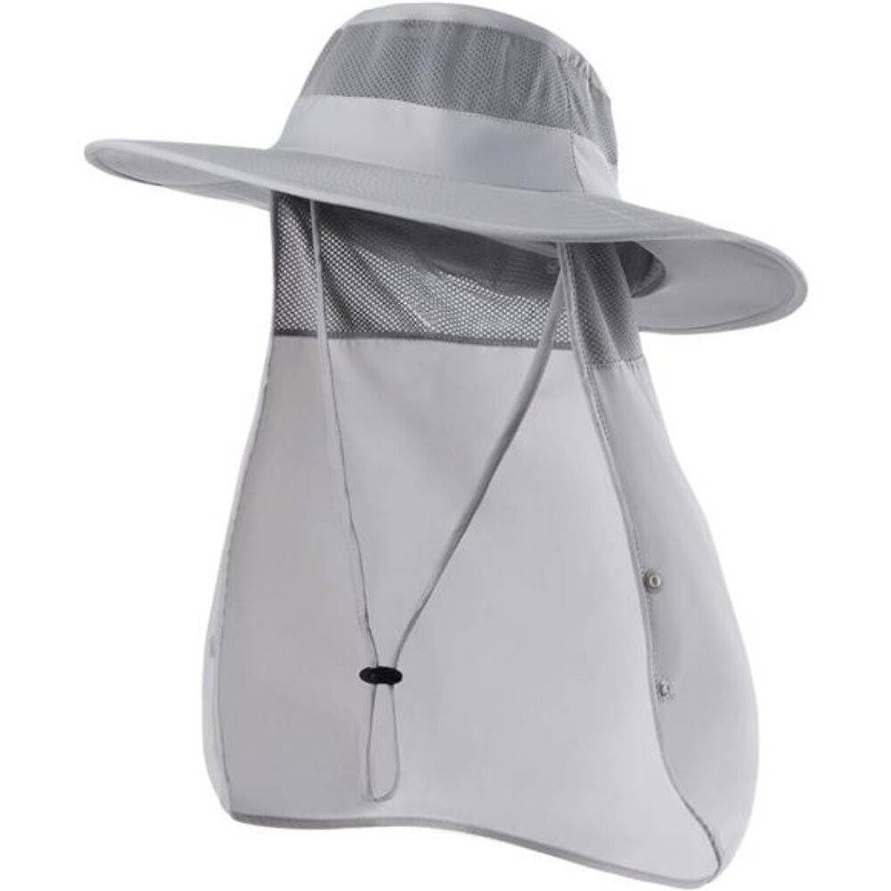 Fishing Hat for Men，Outdoor Sun Hat UPF50+ Mesh Wide Brim Fishing Hat with Neck